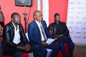 From Left to Right: Galaxy FM Station Manager Ashraf Ajobe Habib, MD Dr. Innocent Nahabwe and Director Robert Itwara Busingye at the Launch of Zzina Awards