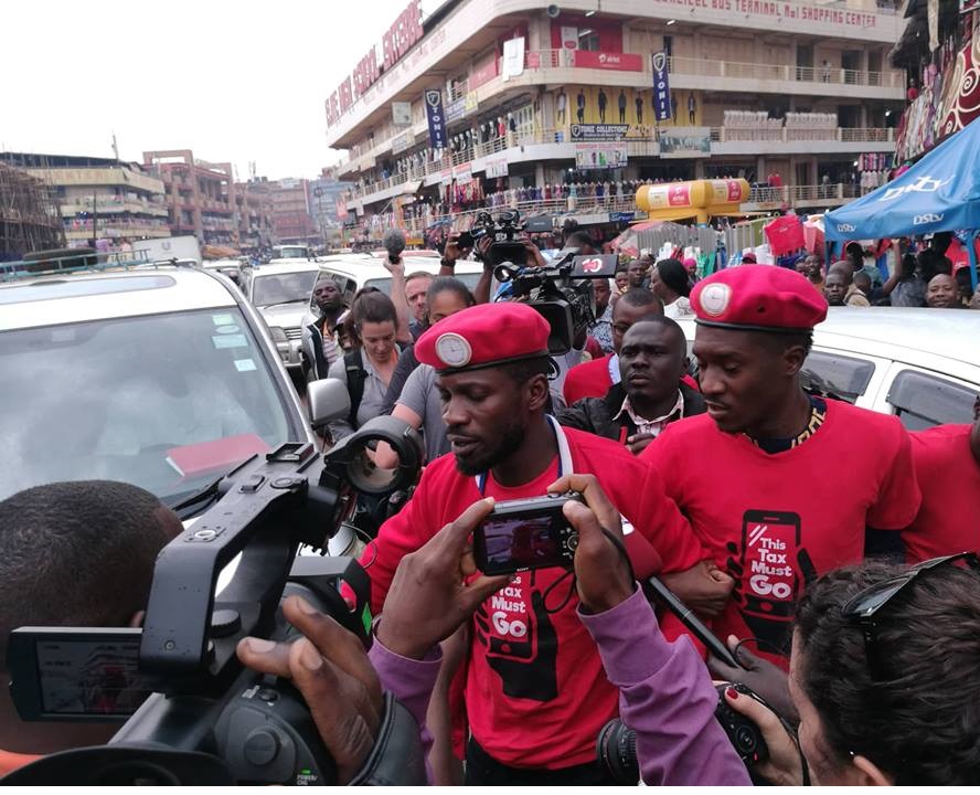 Bobi Wine protesting against OTT Tax in Kampala recently