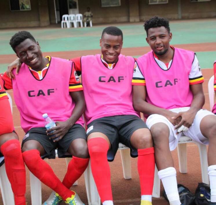 Kakuba (M) on Cranes bench with Ndugwa (L) and Salim Jamal (R)