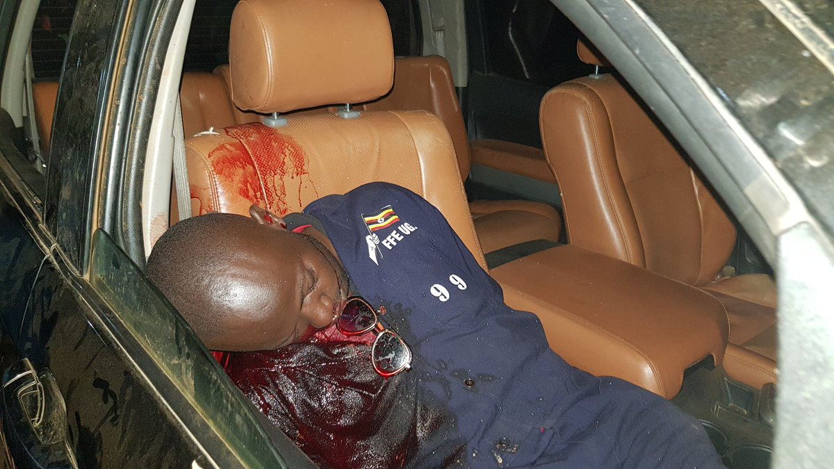 Picture posted by Bobi Wine of his driver Yasin Kawuma shot in Arua