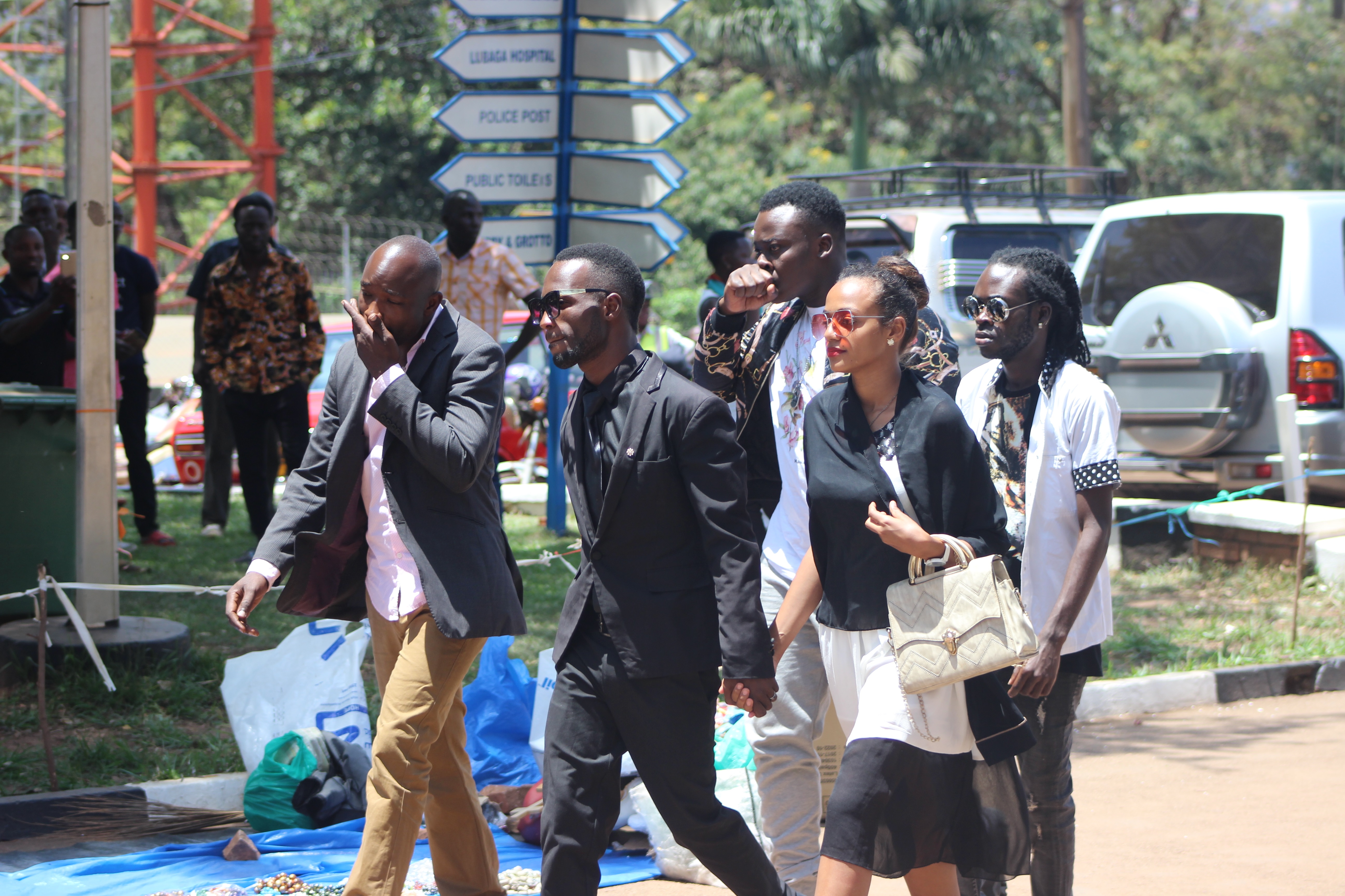 Bobi Wine's younger brother Mikie Wine and his team arrive for the all-powerful prayer service at Rubaga Cathedral