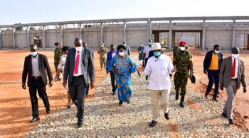 President Museveni along with Speaker Kadaga inspect Magoola's factory (PPU Photo)