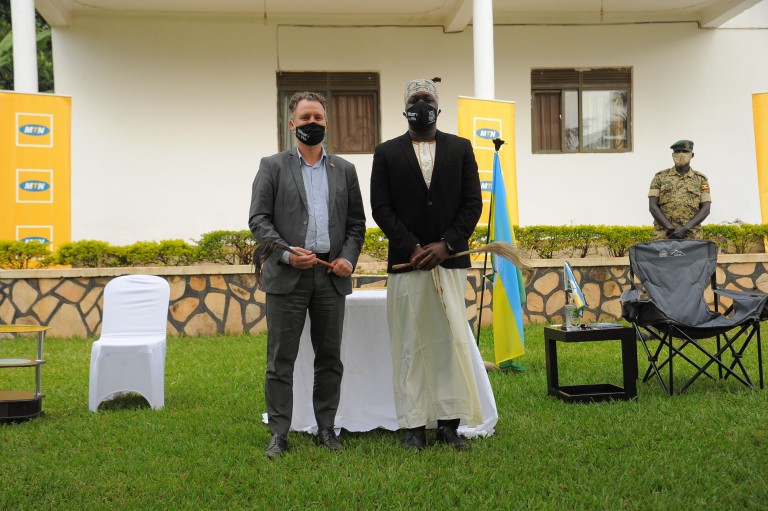 The MTN CEO and The Ubimo after signing the partnership between MTN Uganda and Ker Alur Kingdom