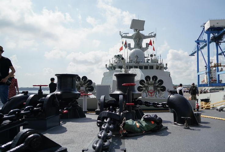 Chinese missile frigate Weifang is seen at the port of Mombasa