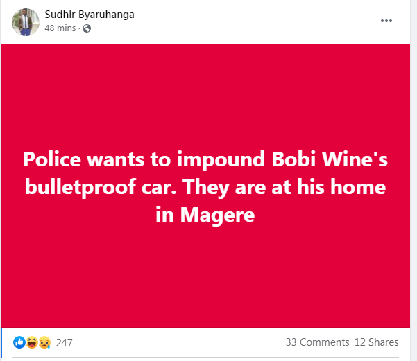 police at Bobi's home for his car, Sudhir reports 