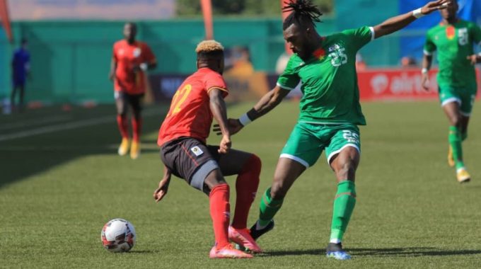 Cranes winger Abdu Lumala had a terrible day at St. Marys in Kitende (FUFA Pix)