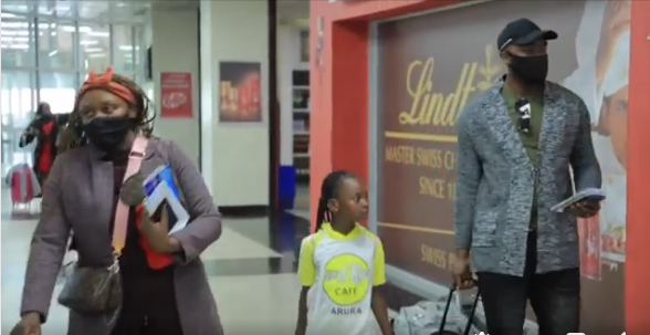 Rema, Hamza and Aamal at the Airport