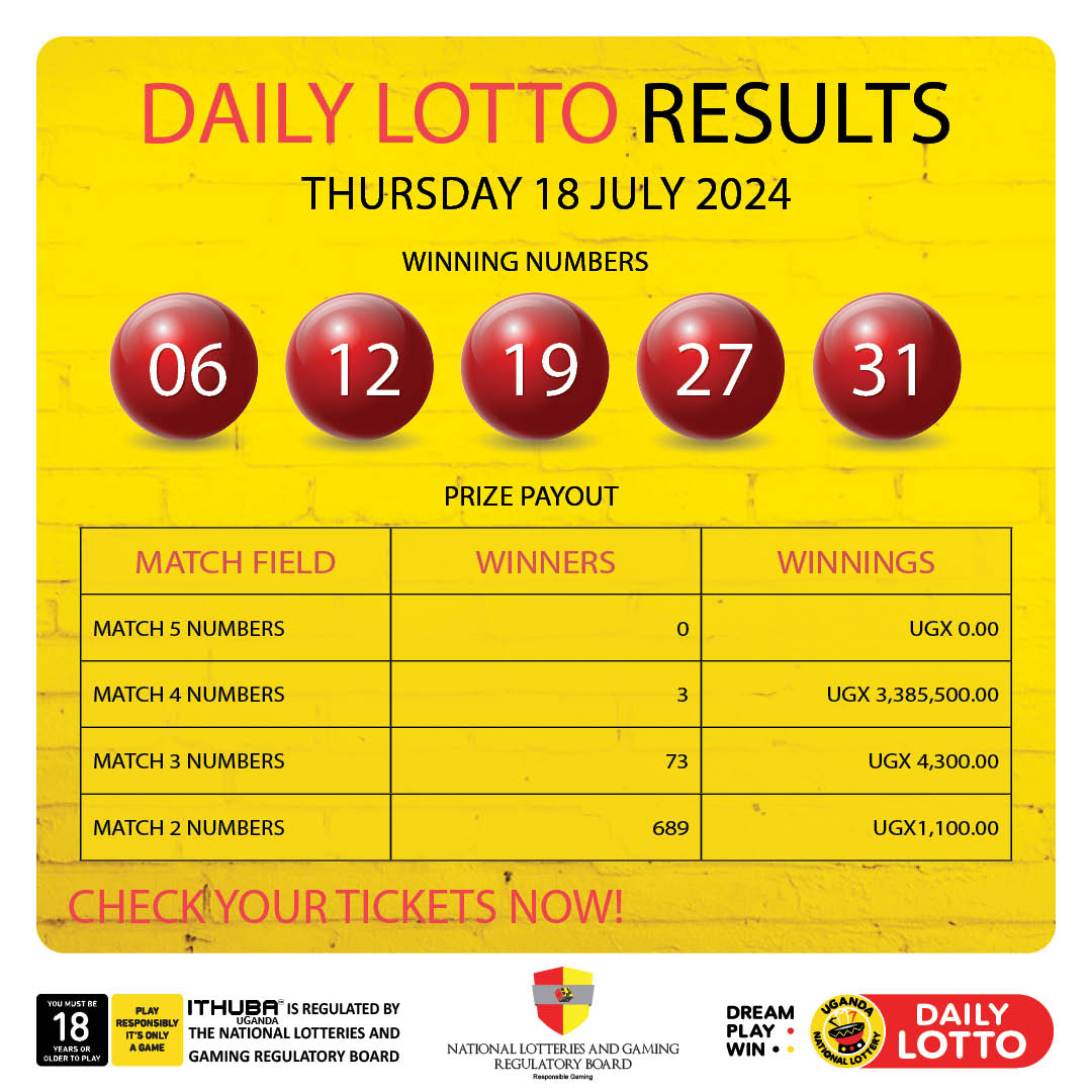 Here are the Draw Results for #DAILY_LOTTO: (18/07/2024)